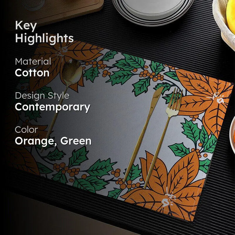 Acora Floral Placemat (Orange) - Set of Eight media 2
