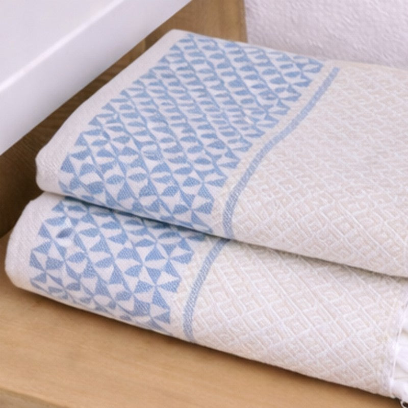 MosacStrip Cotton Hand Towel (Blue) - Set Of Four media 5