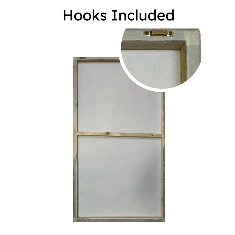 Back view of canvas wall art with hanging hook detail