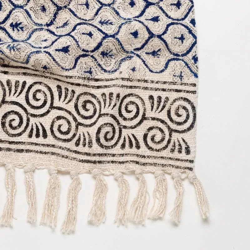 Indigo Palm Tree Handblock Printed Throw media 5
