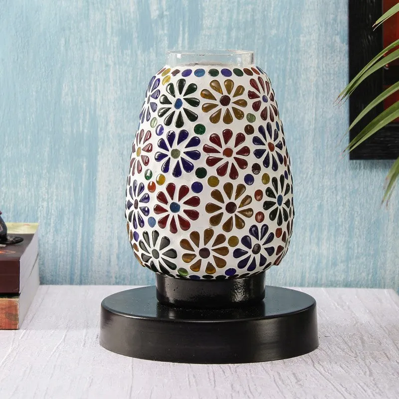 Vibrantray Mosaic Glass Table Lamp With Wooden Base - Multicolor media 3