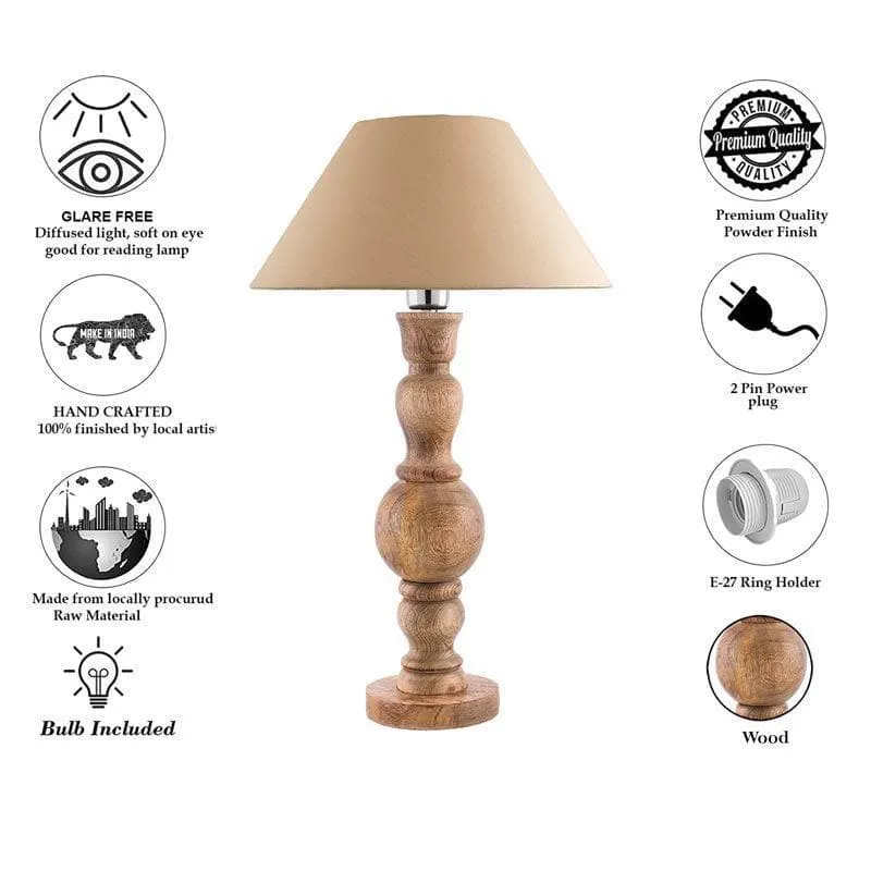 Espoir Wooden Fabric Table Lamp - Brown,Beige media 6
