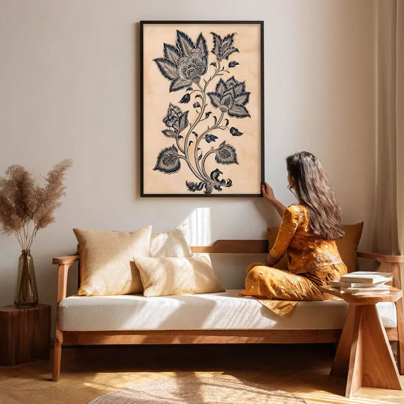 Pallavi Floral Line Art Canvas Wall Painting With Black Frame media 5