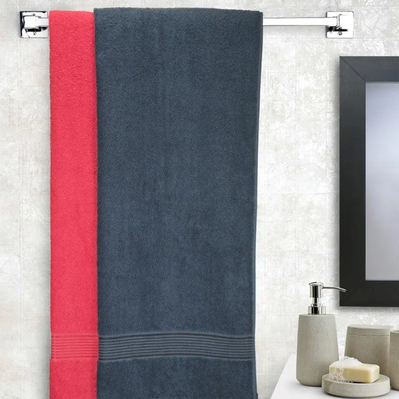 Bodil Bath Towel (Red & Grey) - Set Of Two media 1