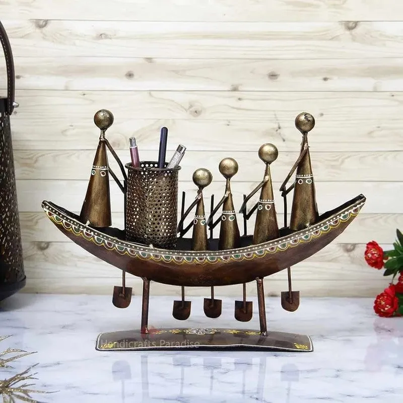 Iron Boat Pen Holder Showpieces media 1