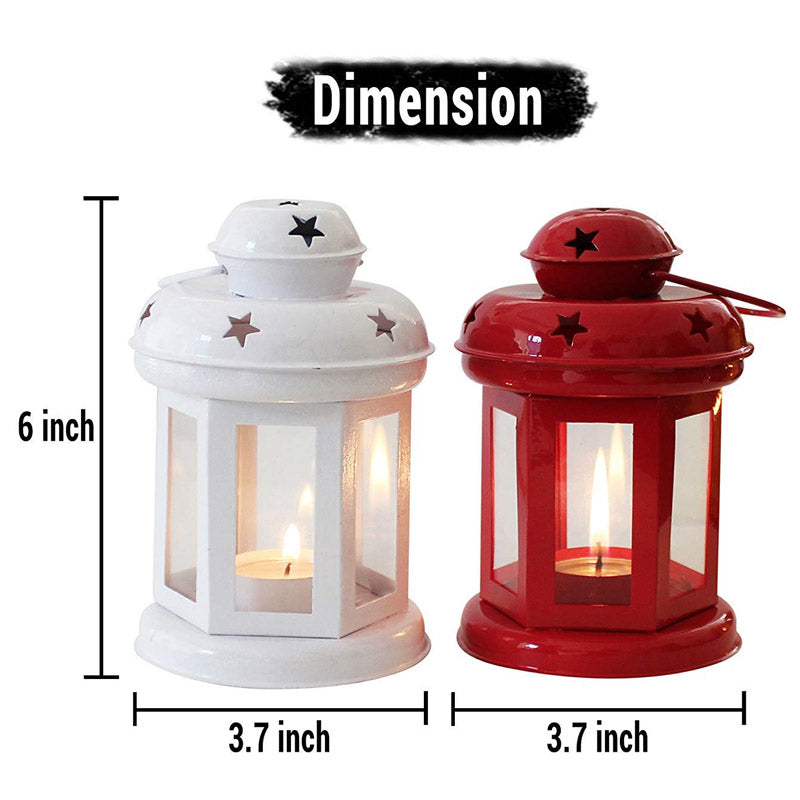Vaira Lantern Tealight Candle Holder (Red & White) - Set Of Two media 5