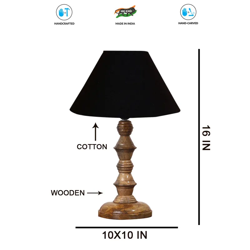 Cotin II Timber Wooden Table Lamp - Black,Brown media 7