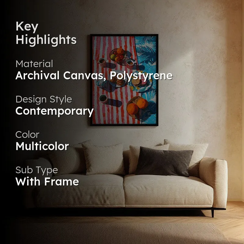 Harbor Brunch Canvas Wall Painting - Black Frame media 2