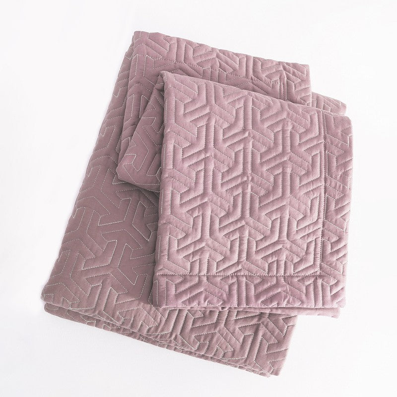 Elegant Pink Geometric Cotton Bedcover media 5