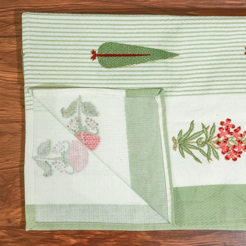 Jungle Fern Cotton Hand Towel (Green) - Set Of Two media 6