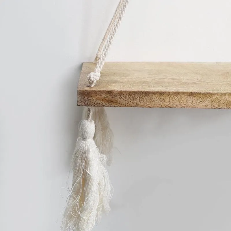 Boho Breeze Macrame Hanging Wall Shelf media 4
