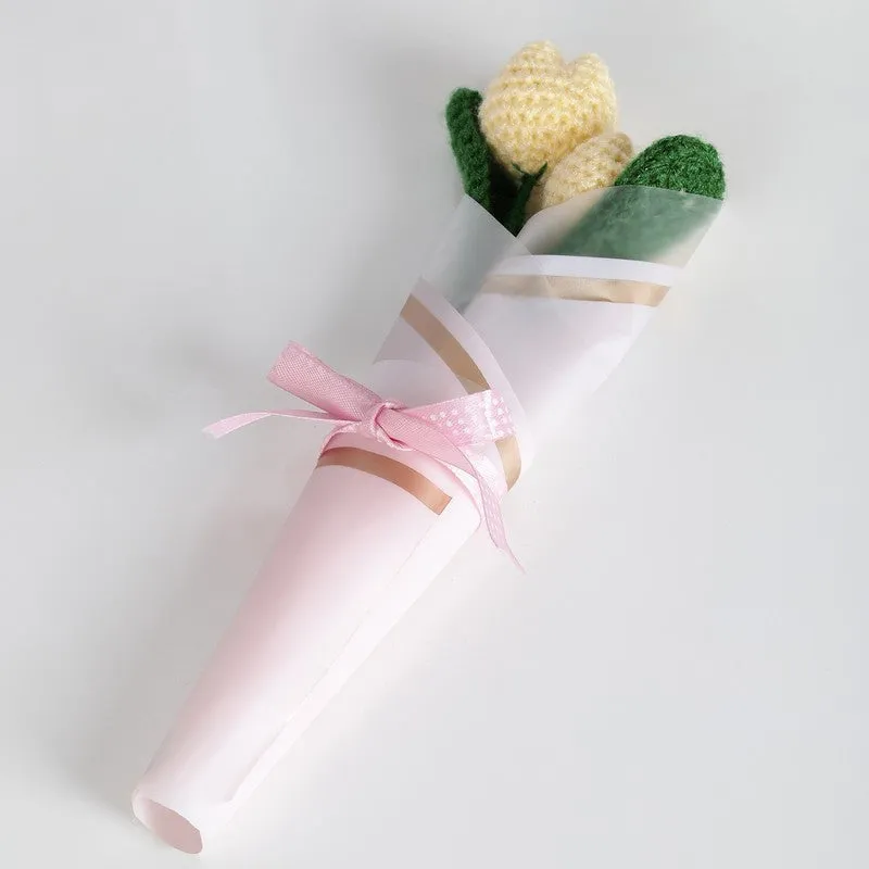 Crochet Handmade Tulip Bouquet (Cream) - Set Of Two media 4
