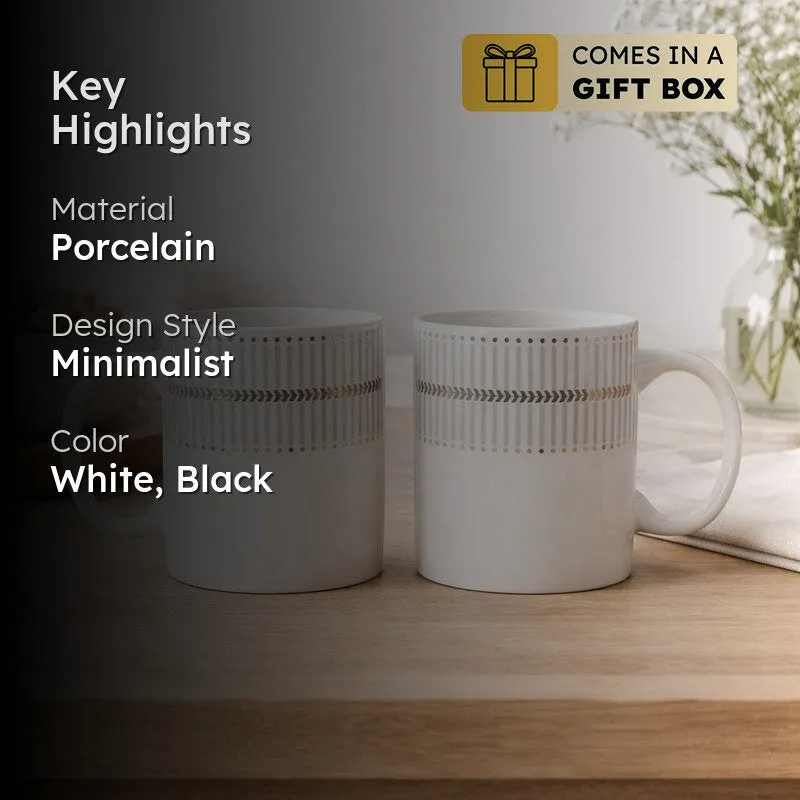 Cafe 24k Gold Brushed Porcelain Coffee Mug (350 mL Each) - Set Of Six media 2