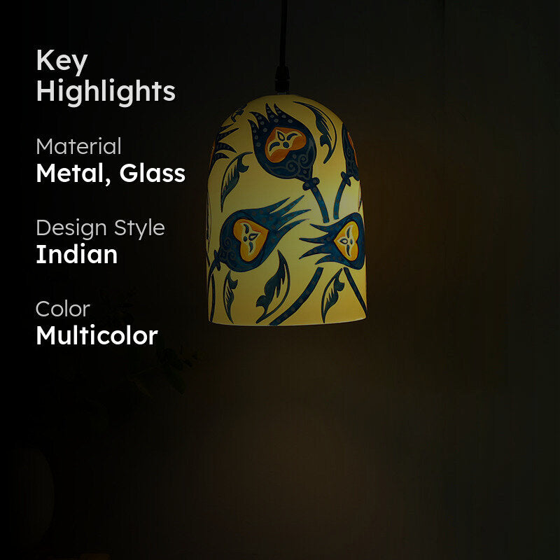 Wild Plume Hand Painted Glass Ceiling Lamp media 2