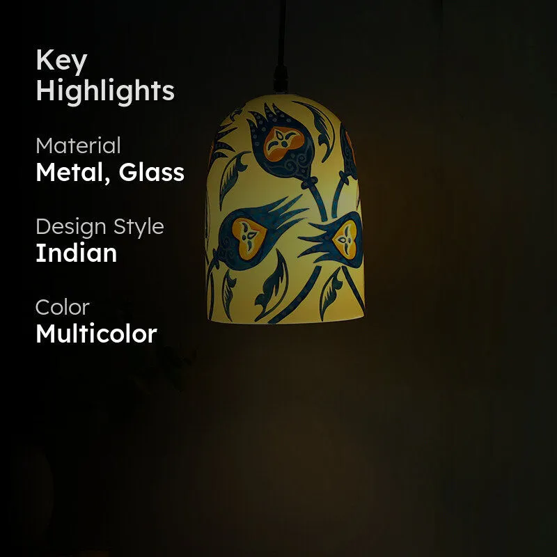Wild Plume Hand Painted Glass Ceiling Lamp media 2