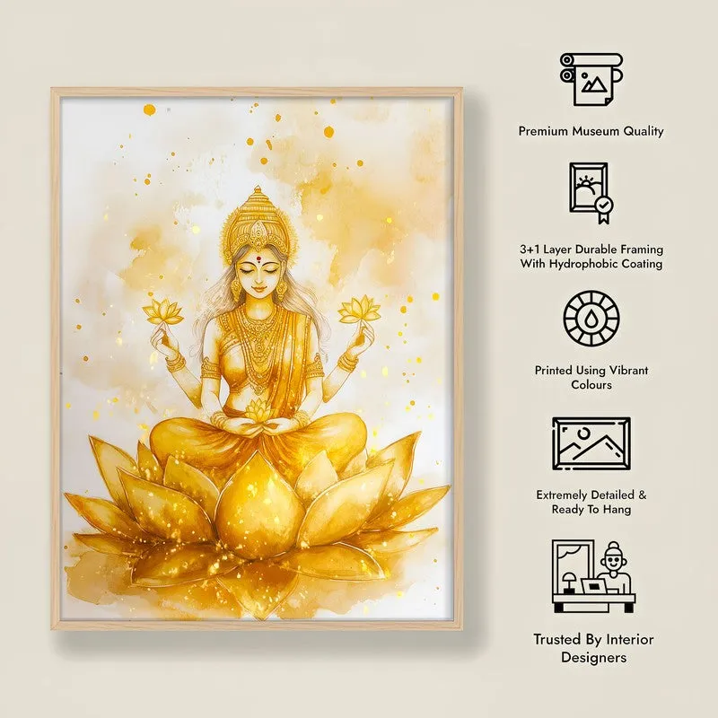 Padma Lakshmi Spiritual Archival Paper Wall Painting - Natural Brown Frame media 8
