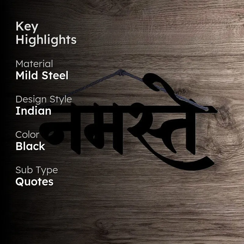 Hindi Namaste Typography Mild Steel Wall Accent media 2