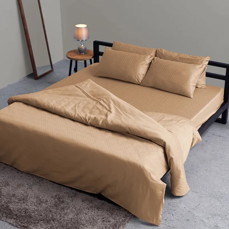 Swiss Dot Cotton Duvet Cover (Almond) - 300 TC media 4