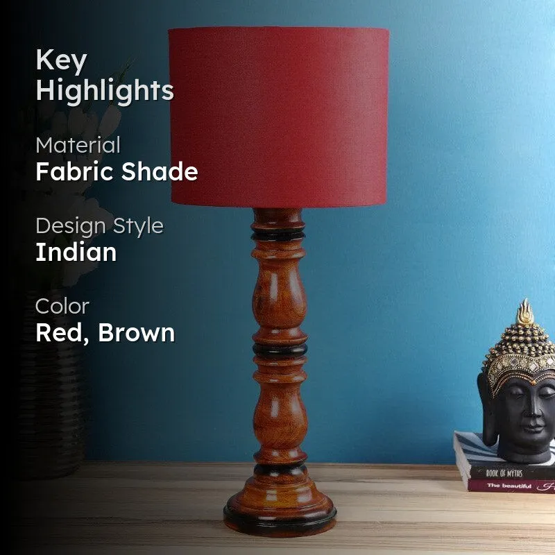 Rosa Argyle Fabric Table Lamp - Red,Brown media 2