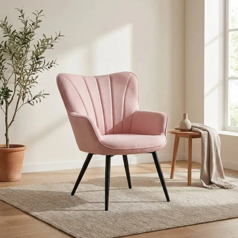 Seren Neem Wood Accent Chair - Pink media 1