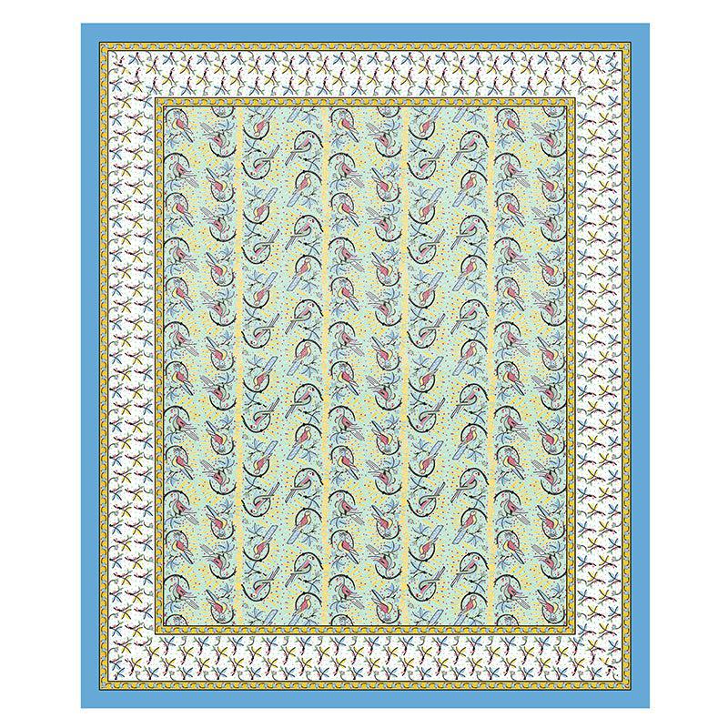 Tara Tranquility Ethnic Cotton Bedsheet (Green &  Blue) - 150 TC media 4