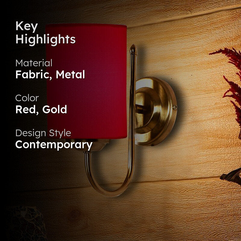Altura Cylindrical Fabric & Metal Wall Lamp - Red media 2