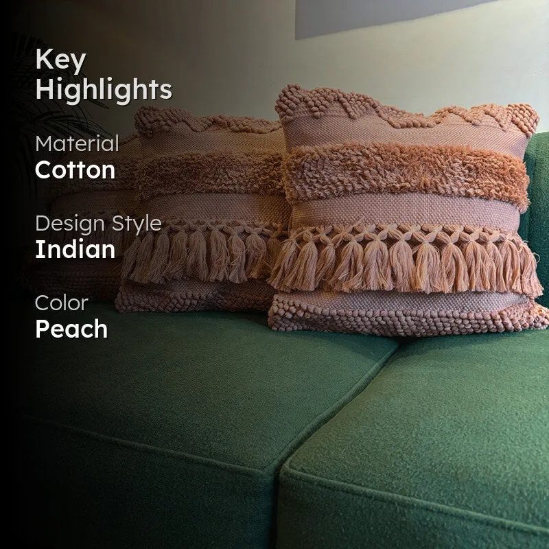 Squish-A-Lot Tufted Cushion Cover (Peach) - Set Of Three media 2