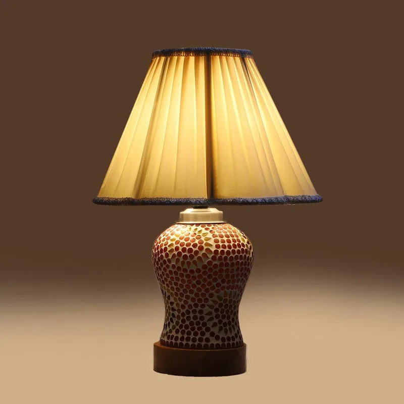 Aranya Pleated Wooden Table Lamp - Multicolor media 7