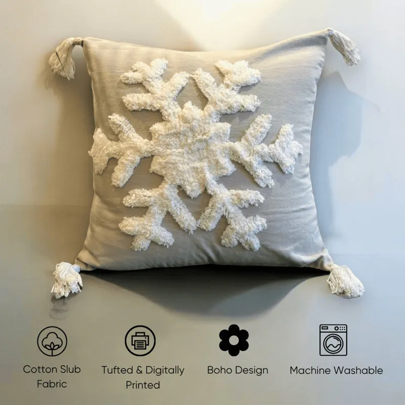 Winter's Lace Cotton Cushion Cover media 3
