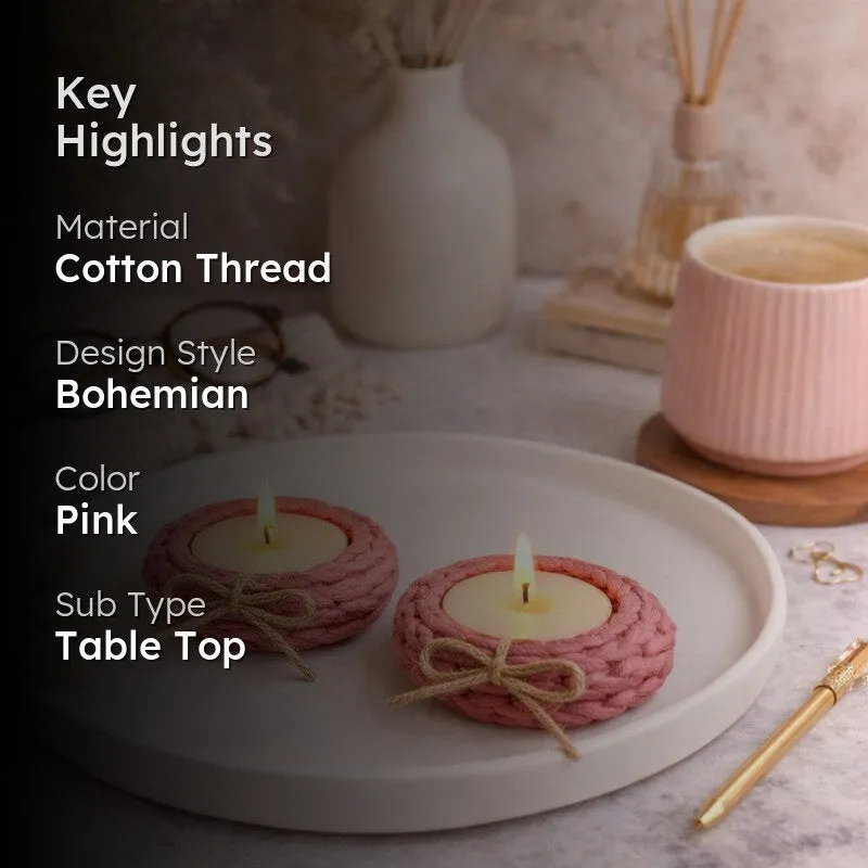 Cozy Knot Tealight Candle Holder (Pink) - Set of Two media 2
