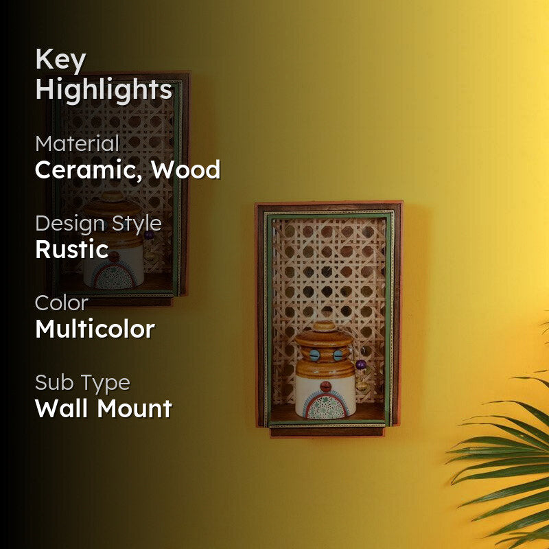 Shuma Handcrafted Wall Shelve With Bharni - Four Piece Set media 2