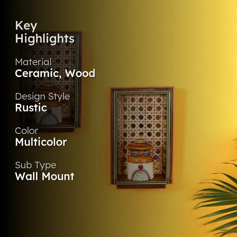 Shuma Handcrafted Wall Shelve With Bharni - Four Piece Set media 2
