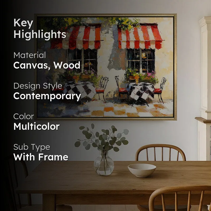 Parisian Cafe Canvas Wall Painting With Frame media 2