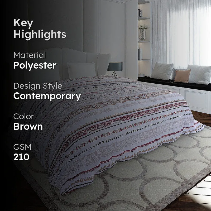 Monte Carlo Linear Geometric Polyester Duvet Covers (Brown) - 210 GSM media 2