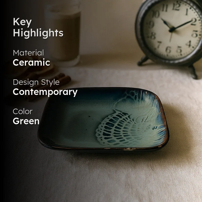 Planar Ceramic Platter - Grey - Green media 2