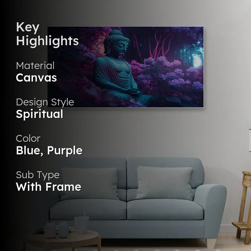 Buddha In Midnight Garden Canvas Wall Painting media 2