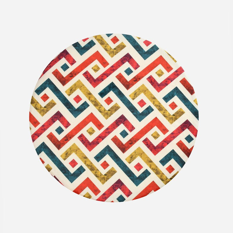 Ripple Zigzag Print Multicolor Engineered Wood Ottomans - Set Of Two media 6