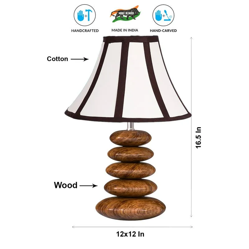 Lunorix Cotton Table Lamp With Wooden Base - White media 8