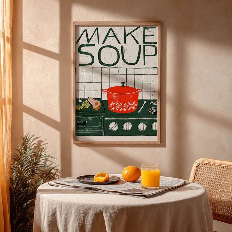 Make Soup Archival Canvas Wall Art - Brown media 4