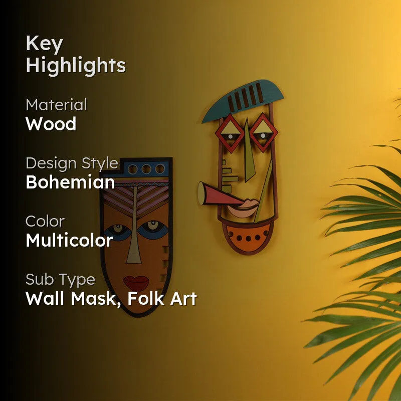 Rabecca Mask Wooden Wall Accent - Set of Two media 2