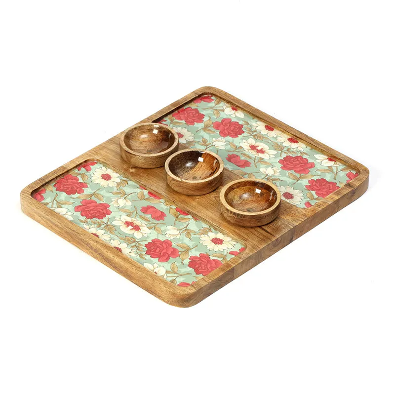 Fleur Aqua Mango Wood Platter (30 mL) - Four Piece Set media 4
