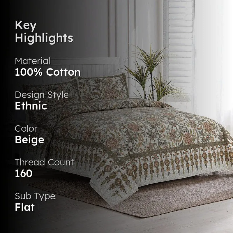 Dupiyaa Printed Cotton Bedsheet (White) - 160 TC media 2