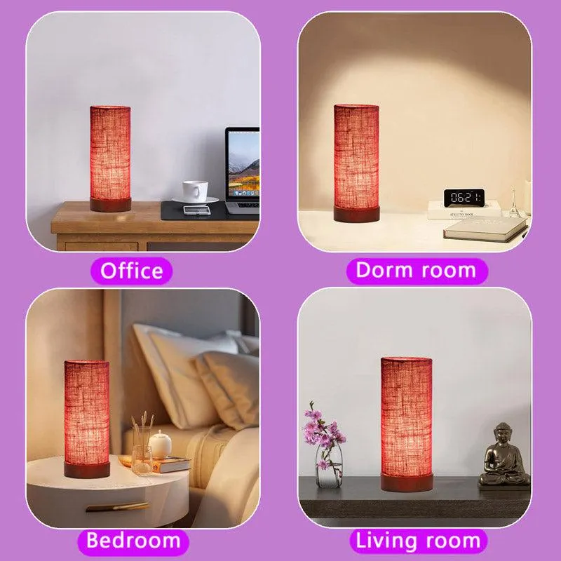 Jaala Tower Wooden Table Lamp With Jute Shade - Maroon,Brown media 5
