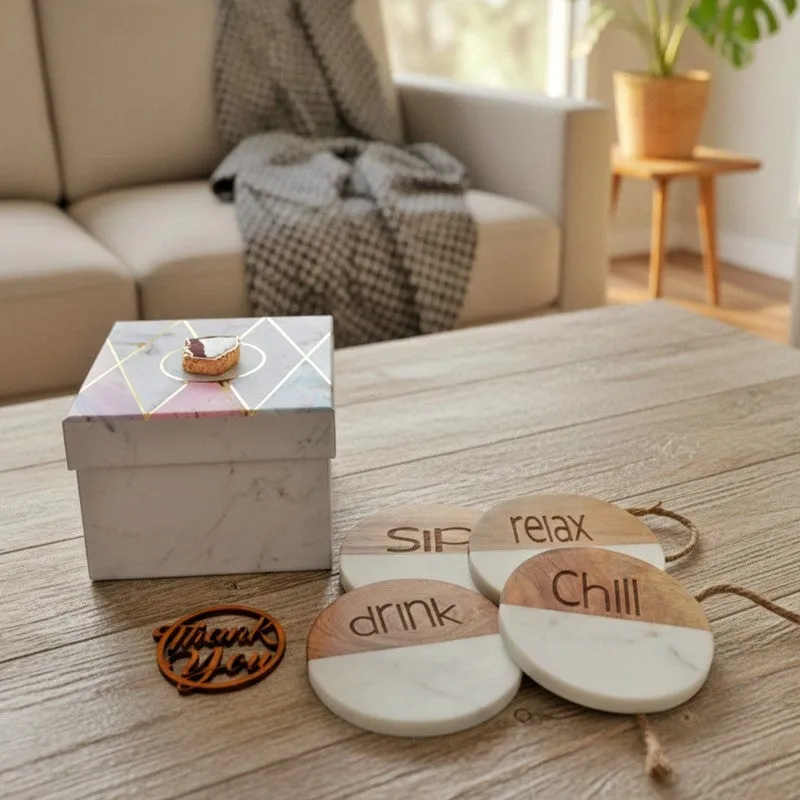 Bronze Drift Engraved Marble Coasters - Set Of Four media 6