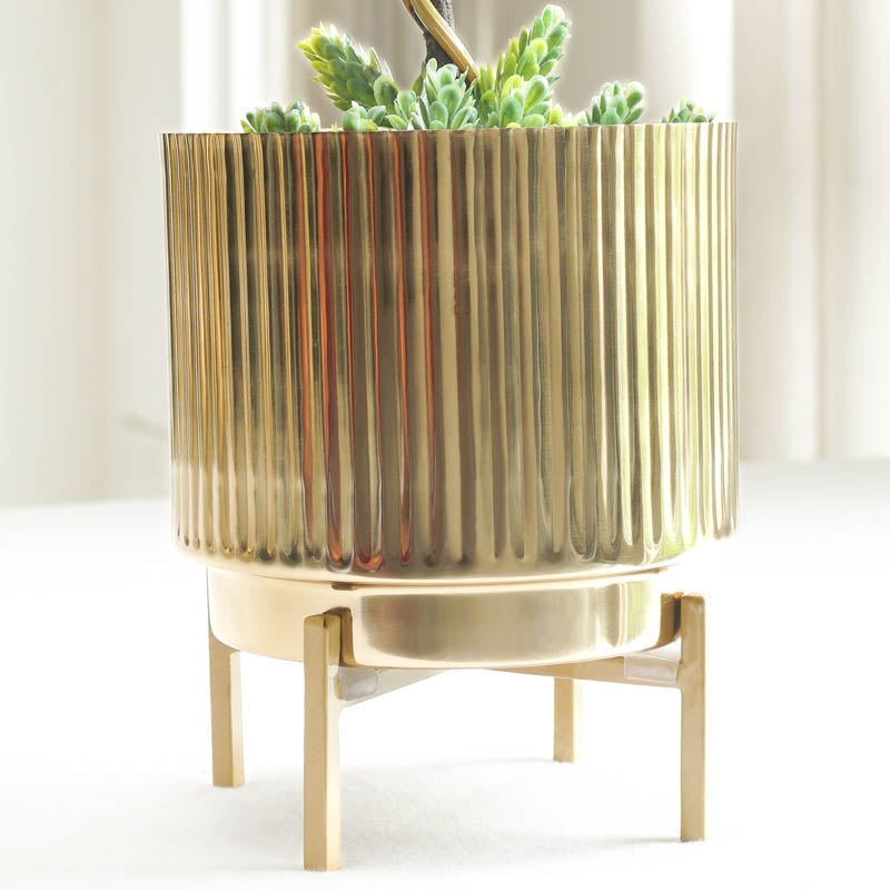 Dune Golden Metal Fluted Planter media 10