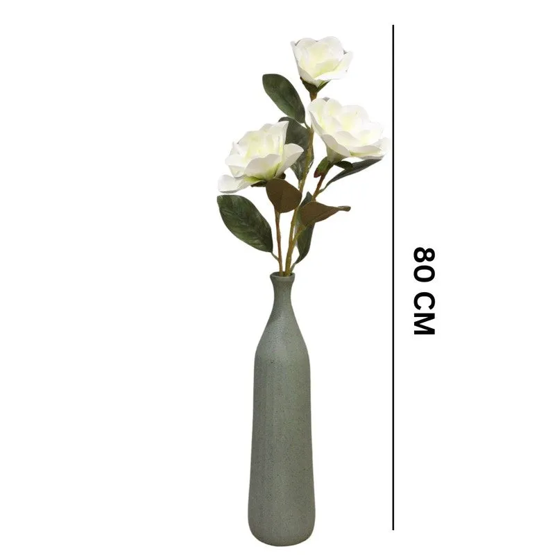 Artificial Magnolia Flower Stick Full Bloom Beauty - White media 6