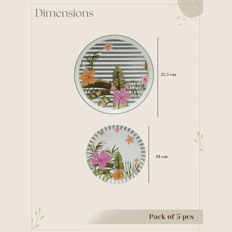 Striped Blosson 4 Quarter Plates with 1 Dinner Plate - Five Piece Set media 8