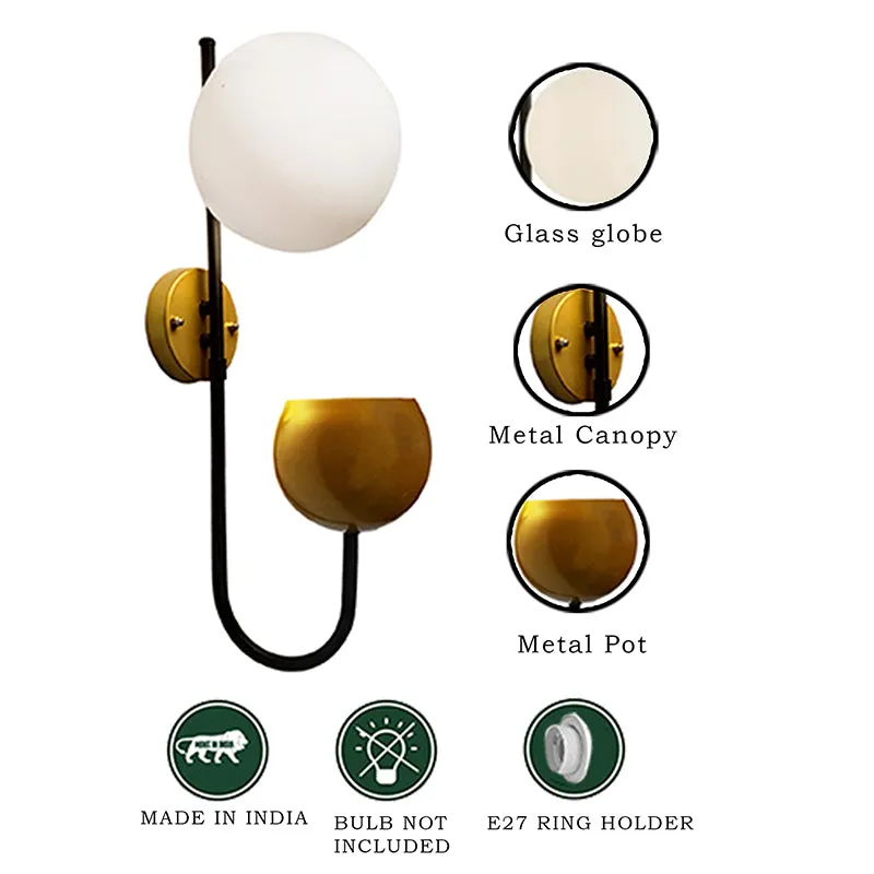 Hymn Glass & Metal Wall Lamp - Black & Gold media 4