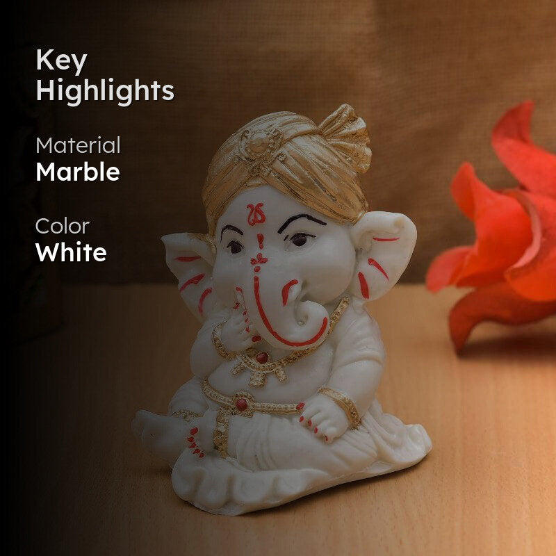 White Bal Ganesha Idol media 2