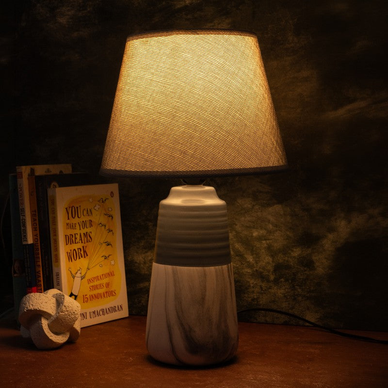 AarviDecor Kingston Designer Fabric Table Lamp - Grey